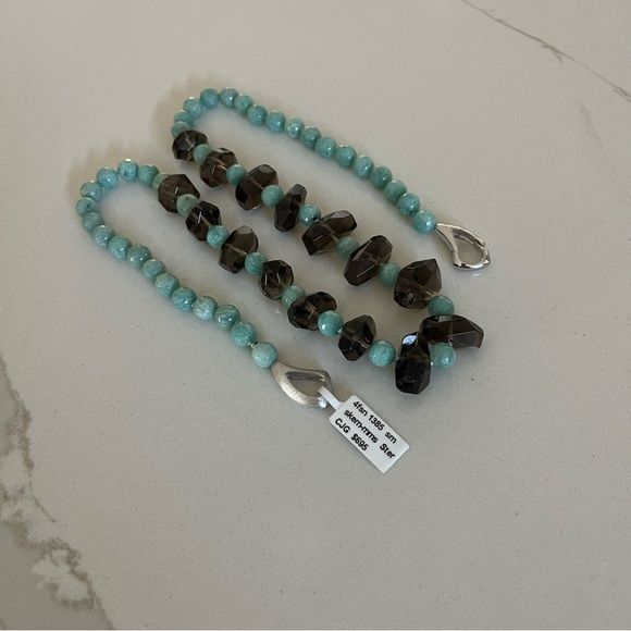 One of a kind Smokey Topaz and Amazonite beaded necklace. - Picture 5 of 12